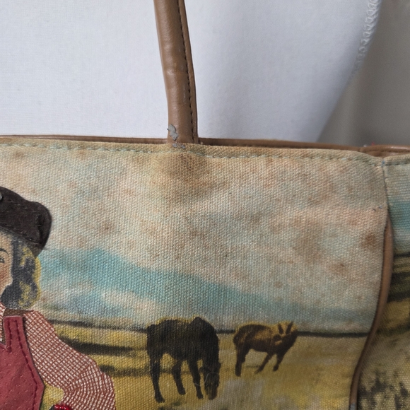Vintage 1990s Western Themed Women's Tote Bag - Picture 3 of 9